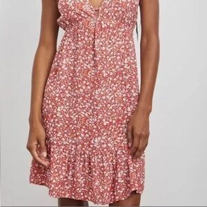 Rails - Anika Mini Dress, Red Ditsy Floral with Ruffle Sleeve - Size L